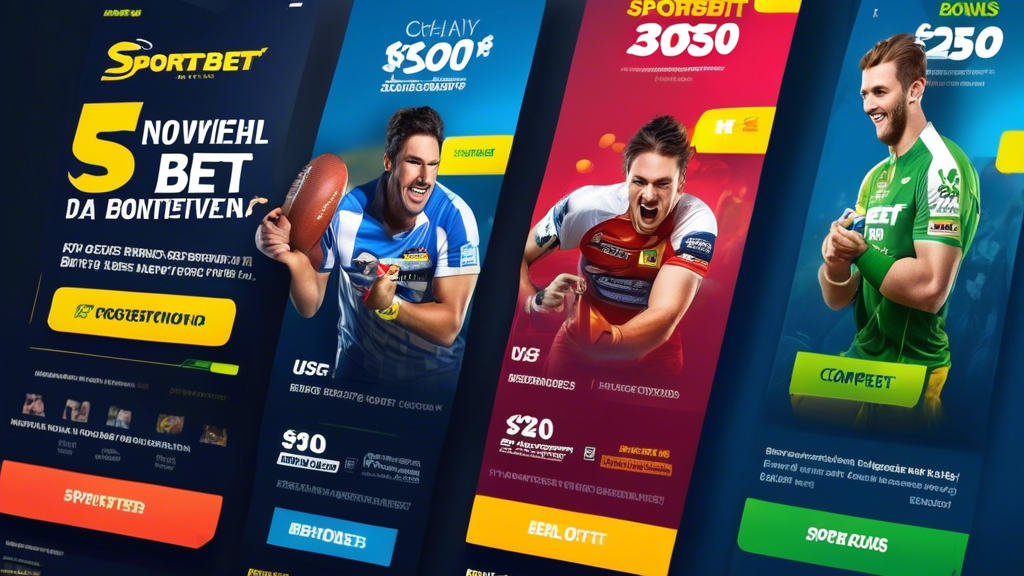 Create an engaging and informative image that showcases the benefits of choosing Sportsbet for a betting experience, focusing on their $250 bonus bet offer. Include elements like a comparison chart that highlights Sportsbet’s advantages over competitors, visuals of enhanced betting options such as live betting and a wide range of sports, and positive testimonials from satisfied users. Use a dynamic and exciting design that conveys the thrill of sports betting, featuring vibrant colors and graphics like dollar signs, sports icons, and a celebratory atmosphere to attract potential bettors.