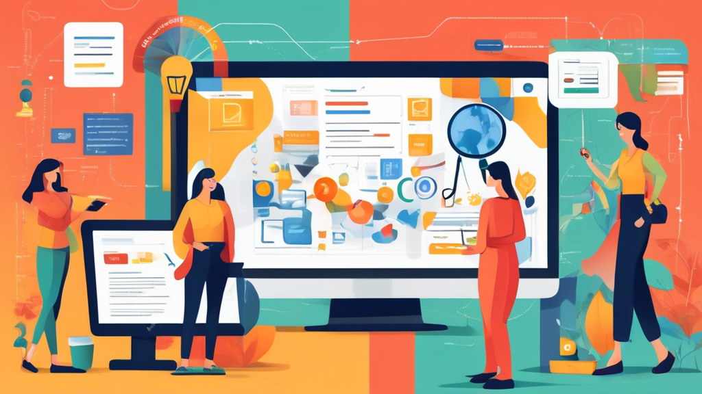 Create an informative and visually engaging illustration that depicts the process of setting up a campaign on the Google Display Network. Include elements such as a step-by-step checklist, targeting options (like demographics and interests), and examples of compelling display ads. The image should be colorful and user-friendly, with icons representing digital marketing tools and analytics, visually conveying the essence of creating effective online advertising campaigns.