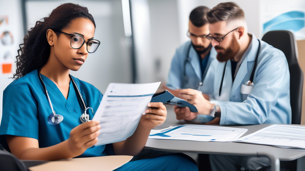 Create an image for a guide on navigating the post-test process of a CDL medical test. Show a driver receiving their test results in a clinic, examining the documents thoughtfully. Next to the driver, illustrate important steps like how to submit results to the DMV, and a calendar marked for certification renewal to highlight the importance of maintaining updated records. Surround the scene with icons of medical evaluations and certifications to emphasize the process.