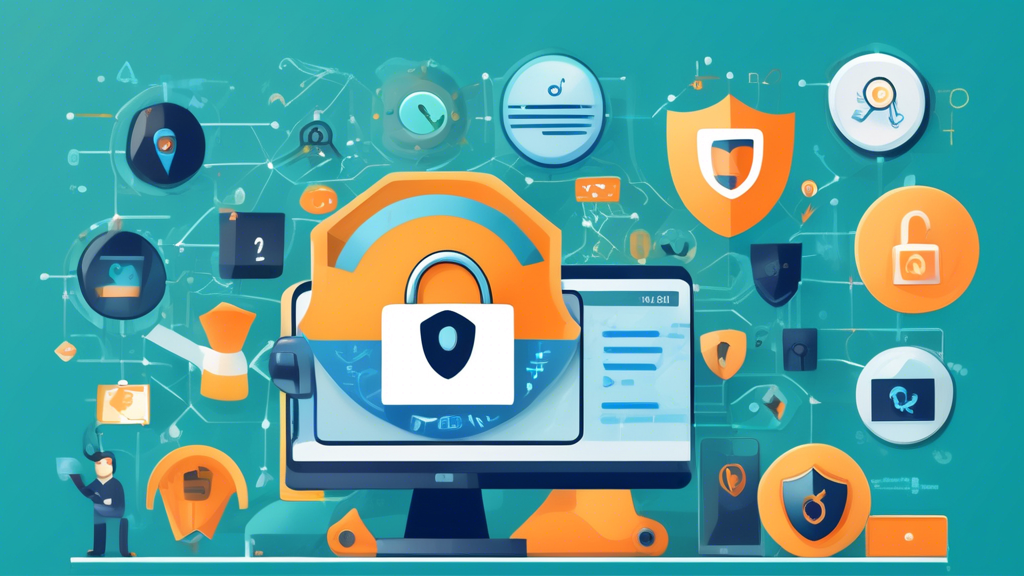 Create an image that showcases a combination of tools and technologies for online privacy protection. Include visual elements like a privacy-focused browser with a shield icon, an encrypted lock symbol, and icons representing privacy settings on social media platforms. Also, incorporate illustrations of anti-malware and anti-tracking software, alongside a dashboard for performing regular privacy audits and monitoring. Emphasize the theme of secure, protected online interactions in a digitally connected world.