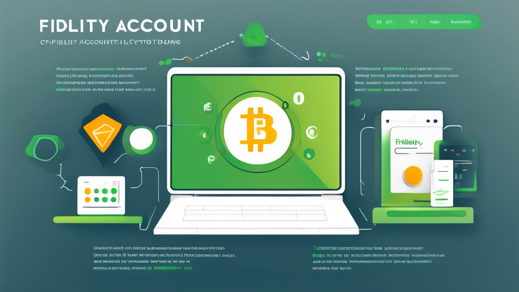 An illustrated step-by-step guide showcasing the process of setting up a Fidelity account for crypto trading. The image should include a user-friendly interface with clear instructions on creating an account, emphasizing security measures and funding options. Incorporate visual elements such as a computer screen displaying the Fidelity logo, a checklist with verified symbols, and icons representing cryptocurrency, all set in a modern, tech-savvy design.