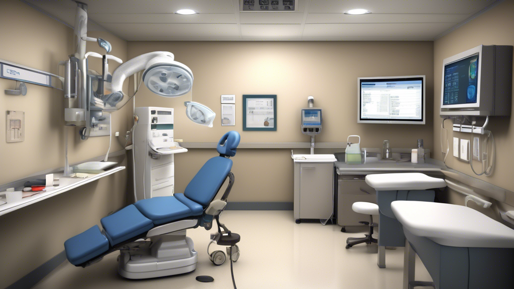 DALL-E prompt for point #2 (How Sleep Apnea is Diagnosed During DOT Physical Exams):Create an image of a medical examination room where a commercial truck driver is undergoing a DOT physical exam. The doctor is using screening tools like a neck circumference measurement and a questionnaire. Include a depiction of sleep study equipment in the background, such as a CPAP machine and polysomnography sensors. The scene should illustrate the process and tools used to diagnose sleep apnea during DOT physical exams.