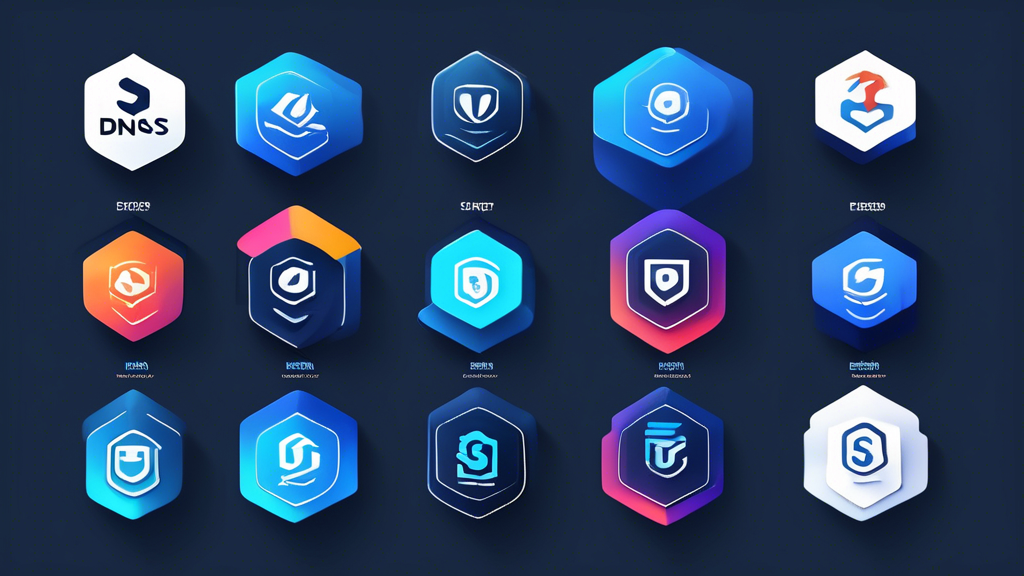 Create an image showing a top-3 ranking list of Smart DNS services for 2023. Each service should be represented by a sleek and modern logo. Include brief, readable highlights of their unique selling points, pros, and cons next to each logo, using a clear, professional font. Use a clean and minimalistic design with a tech-focused theme, featuring elements like device icons and data flow graphics in the background.