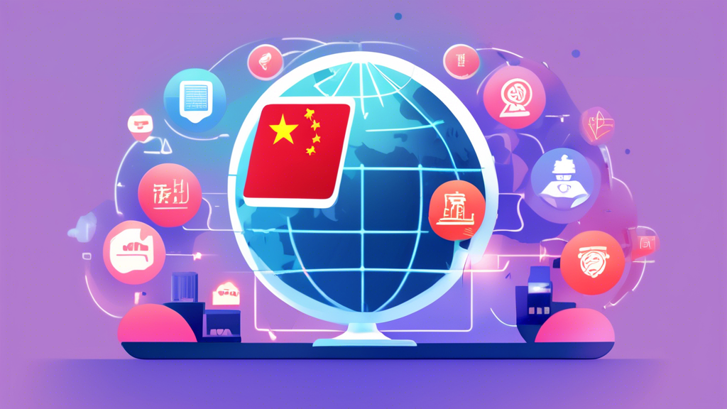 Create an image showing a digital illustration of a globe with a spotlight highlighting China. Around the globe, there are various VPN service icons, each with a banner displaying speed, security, and reliability metrics. Include graphics of satisfied user testimonials with thumbs-up symbols, and a how-to guidebook icon with a sleek, modern design. In the background, show abstract graphics symbolizing internet connectivity and secure data transmission.

Prompt for DALL-E: A digital illustration of a globe with a spotlight highlighting China, surrounded by various VPN service icons. Each icon has banners displaying speed, security, and reliability metrics. The scene includes graphics of satisfied user testimonials with thumbs-up symbols and a how-to guidebook icon. In the background, abstract designs symbolize internet connectivity and secure data transmission.
