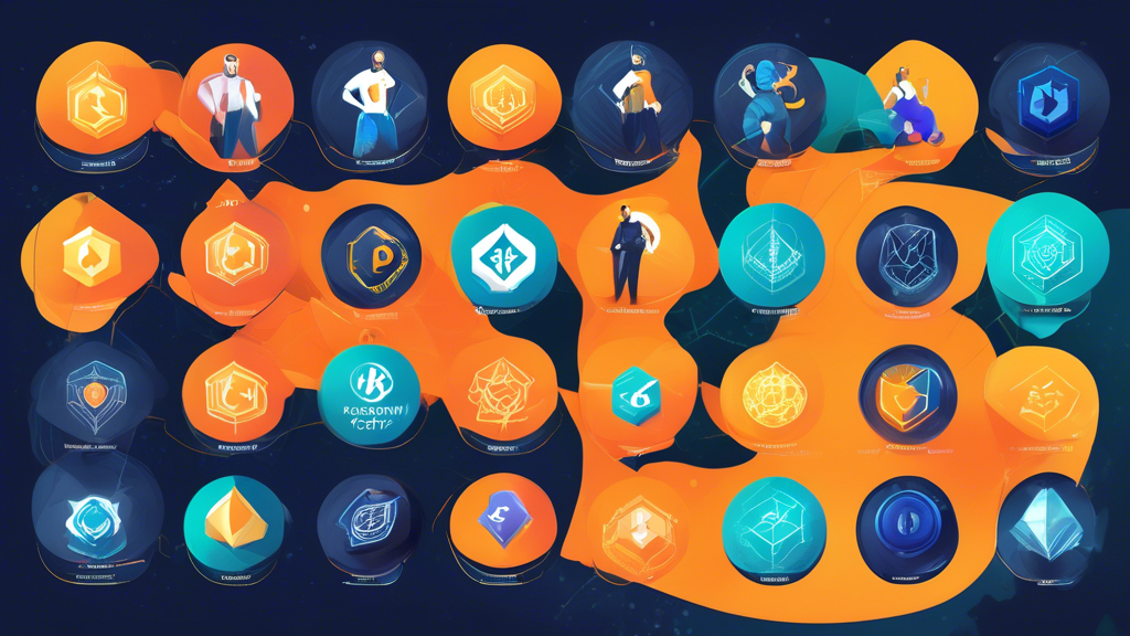 Create an informative and engaging illustration depicting the top contenders for the best crypto platform in 2023. Include logos of popular platforms like Coinbase, Binance, and Kraken, showcasing a comparison chart highlighting their pros and cons. Incorporate elements like user ratings and reviews, innovative features, and a diverse range of cryptocurrencies available for trading. The visual should be modern and vibrant, reflecting the dynamic nature of the cryptocurrency market.