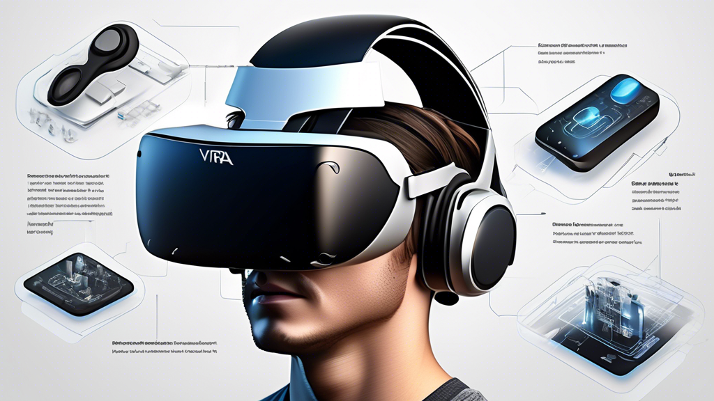 Create an ultra-realistic digital illustration featuring the Meta VR Headset prominently displayed against a sleek, modern background. Include detailed technical schematics and diagrammatic annotations that highlight its specifications like high-resolution graphics capabilities, advanced audio systems, and ergonomic design. Show the headset in use, with a diverse group of users immersed in a variety of vivid, dynamic virtual environments—ranging from futuristic cityscapes to lush natural landscapes. Emphasize its cutting-edge technology and user-friendly features while maintaining a high level of visual appeal and clarity.