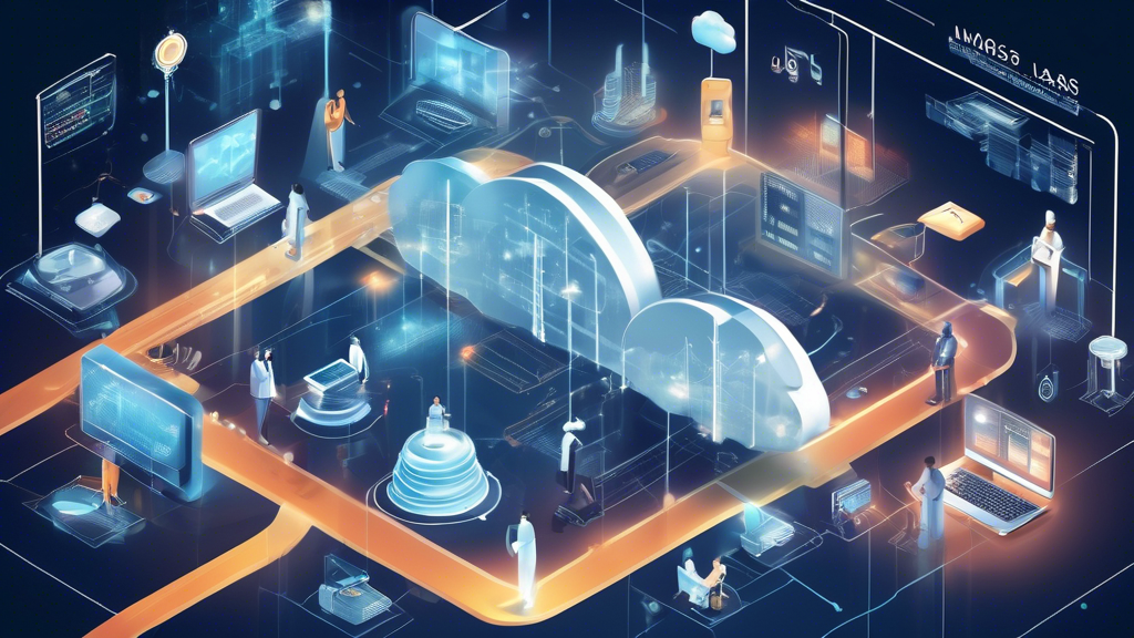 Generate an image depicting the future of Infrastructure as a Service (IaaS), featuring emerging technologies like artificial intelligence, machine learning, and the Internet of Things integrated into a high-tech cloud environment. Include visual elements that represent market growth potential, predictive analytics, and best practices for implementing IaaS in modern enterprises. The scene should be futuristic yet grounded with practical applications, showcasing the transformative impact of these advancements on IaaS.