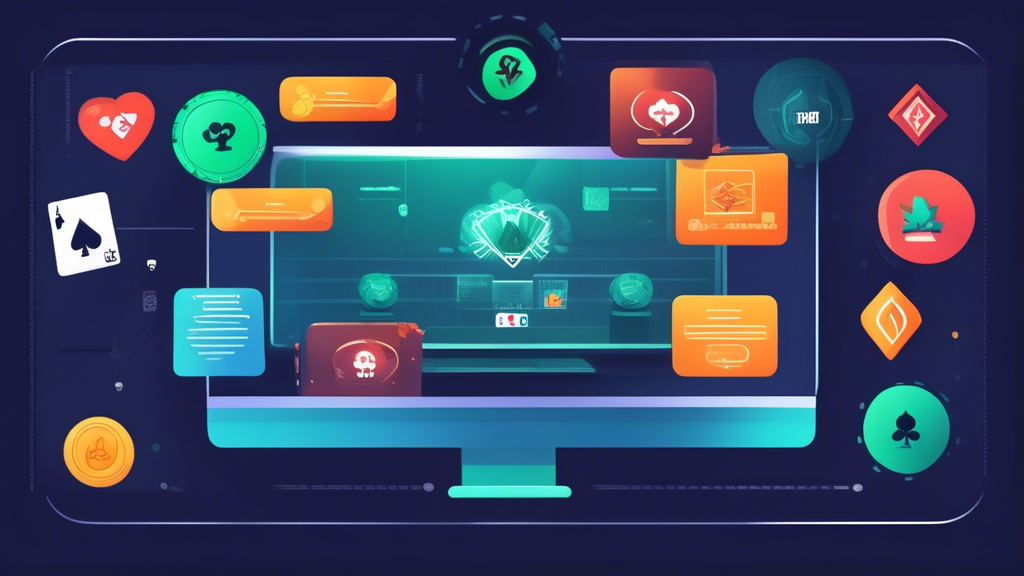 Create an image depicting a modern online poker platform on a computer screen. Include a visually appealing interface showcasing different poker games, such as Texas Hold