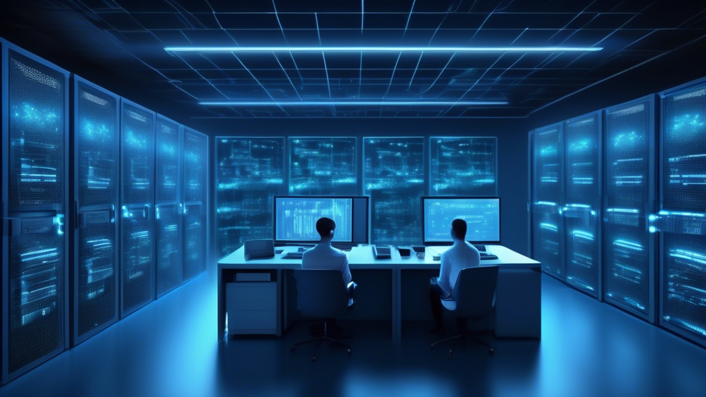 Photorealistic image depicting a secure server room illuminated with a soft blue glow, emphasizing the presence of robust data privacy measures. Technicians are seen implementing strong encryption protocols on computer screens, anonymizing large datasets with sophisticated software, and displaying user consent forms on another monitor. The background shows rows of servers and a chart highlighting GDPR and CCPA compliance, symbolizing the transparent and secure flow of data. Include graphical elements such as data encryption icons, anonymization symbols, and transparency checkmarks to enhance the portrayal of data privacy strategies.