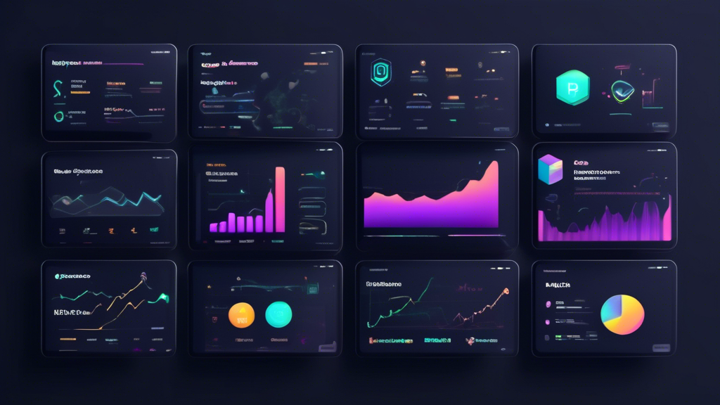 Create an image that visually depicts the main features and benefits of Bybit Exchange. Show a sleek and intuitive user interface on a screen with charts and trading options, illustrate the types of operations and contracts offered with graphical representations, enhance the security aspect with shield icons or locks, and highlight competitive advantages with badges or icons comparing it to other platforms. Make the backdrop modern and tech-focused with subtle cryptocurrency symbols in the design. Keywords: Bybit Exchange, user interface, trading, security, competitive advantages.