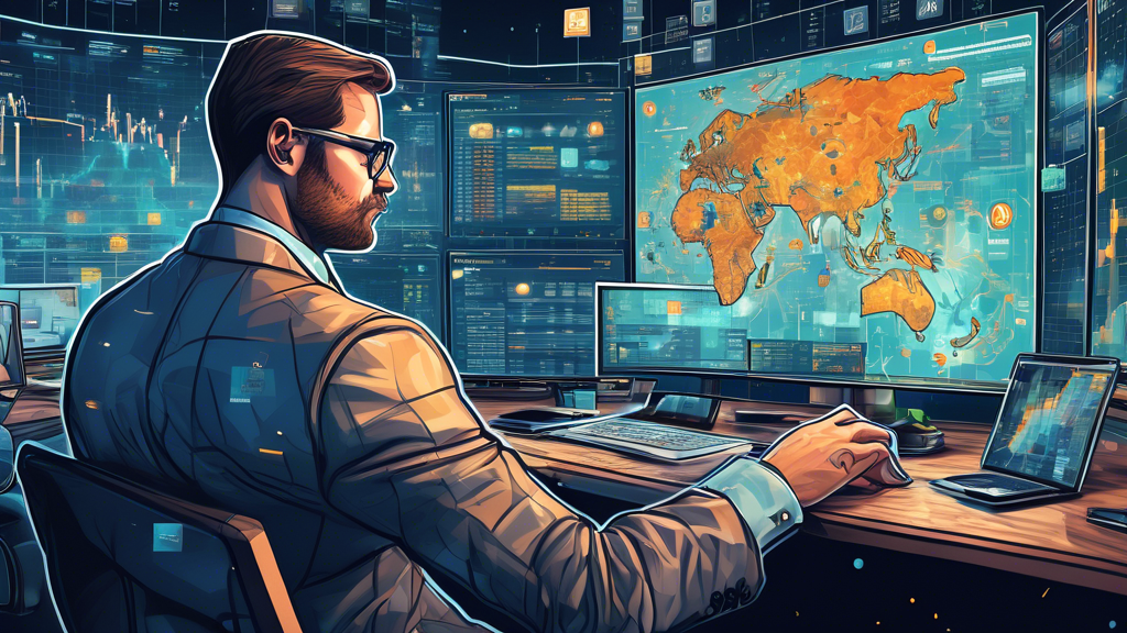 A detailed, visually engaging art piece showcasing a professional financial analyst presenting investment strategies for cryptocurrency markets. Include elements such as charts, graphs, and data analytics on a digital screen, highlighting risk management practices and real-life case studies. The setting should be a modern office environment with a clear emphasis on the integration of traditional finance tools and innovative crypto investments. Keywords: finance us crypto.