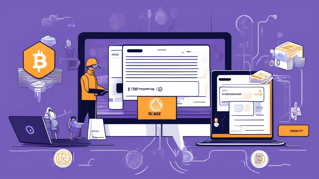 DALL-E prompt: A visually informative illustration showcasing safe transaction practices for buying cryptocurrency. The image includes a split-screen design: on one side, a person using a laptop with two-factor authentication and a hardware wallet displayed, symbolizing security; on the other side, a warning sign featuring illustrations of common crypto scams, like phishing emails and fake exchanges. Surrounding the image, icons of cryptocurrencies and secure storage methods, like a safe, emphasize the theme of secure transactions in the digital currency landscape.