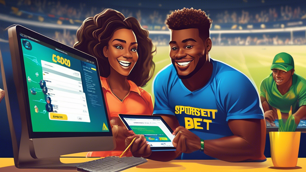 **DALL-E Prompt:** Create an engaging illustration depicting a step-by-step guide on how to claim a Sportsbet $500 free bet. Show a friendly and diverse group of people at a computer, excitedly signing up for the service. Include visual elements like a digital tablet displaying the Sportsbet website, with clear steps labeled (like Sign Up, Verify Your Account, Claim Your Free Bet). Add some humorous elements like a checklist with common mistakes (like “Not Reading Terms and Conditions”) being crossed out. The scene should be bright and inviting, conveying a sense of fun and opportunity in sports betting.