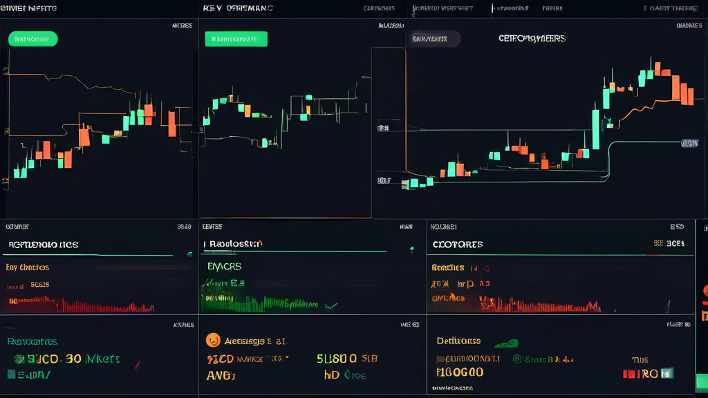 Create an image that shows a comprehensive view of key elements and indicators on cryptocurrency charts. The image should include clear depictions of different chart types like line charts, bar charts, and candlestick charts. Additionally, overlay technical indicators such as moving averages, RSI (Relative Strength Index), and MACD (Moving Average Convergence Divergence). Also, visually represent support and resistance levels with labeled horizontal lines. In the background, include a subtle infographic-style explanation to help beginners understand how to interpret these elements. The overall design should be educational, uncluttered, and visually engaging.