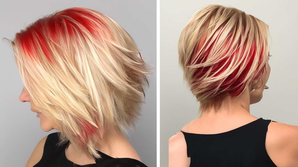 A detailed, easy-to-follow DALL-E prompt to create an image that relates to outline point #2 (second point of the outline):

Create an image tutorial showcasing the step-by-step process of applying red foils to blonde hair. The image should illustrate a professional stylist working on a client