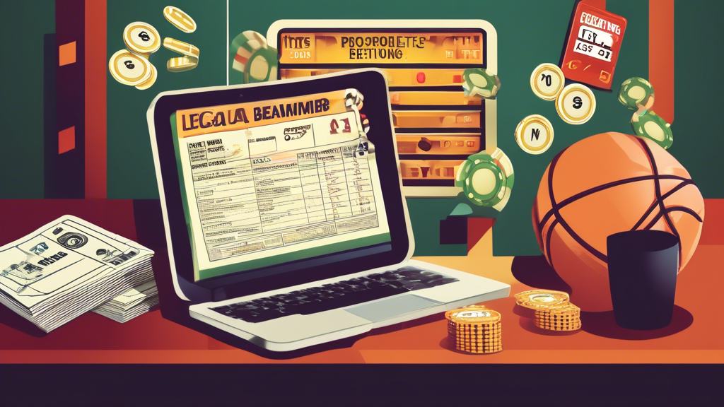 **DALL-E Prompt:** Create an informative and visually engaging illustration about the legal considerations and responsible gambling practices in TAB sports betting. Include elements such as legal documents, a responsible gambler using a self-exclusion option on a computer, and a support group symbol to represent resources for those seeking help. The background should feature a sports betting scene with odds displayed on a digital interface. Use a color palette that conveys a sense of professionalism and support, such as blues and greens, to reflect the serious nature of the topic.