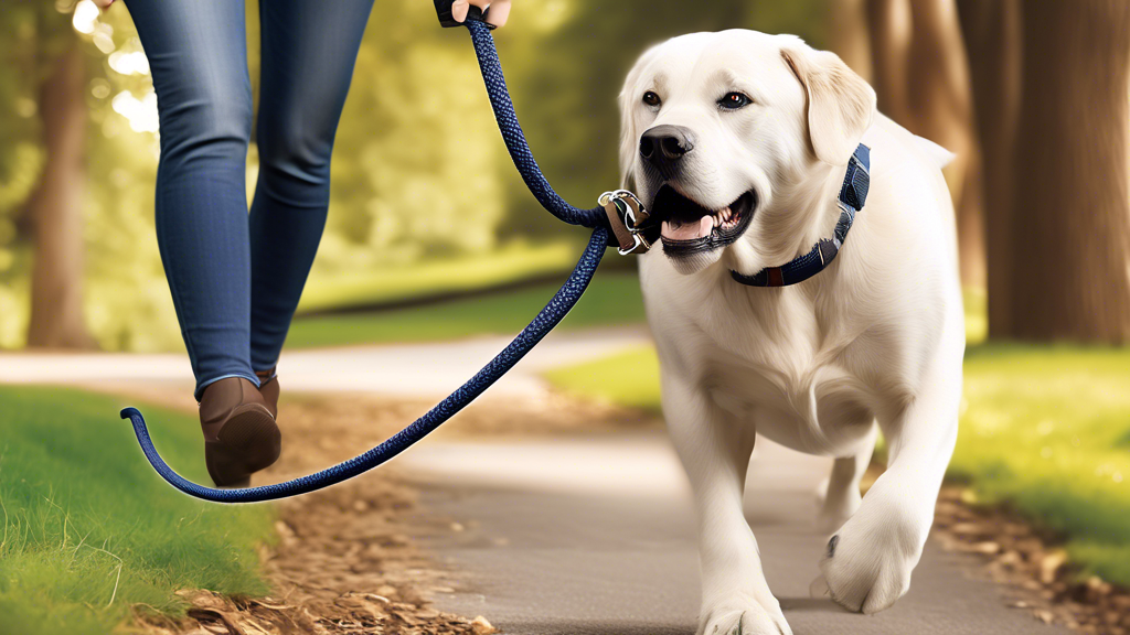 Create an image showcasing the durability and longevity of the Flexi Giant leash. Highlight the robust materials and construction quality that can withstand the strength of large dogs. Include visual elements like a large dog on the leash, a zoom-in of high-quality materials such as reinforced stitching, and an infographic-style comparison showing cost-benefits over time. The backdrop should portray a dynamic outdoor setting to emphasize the leash