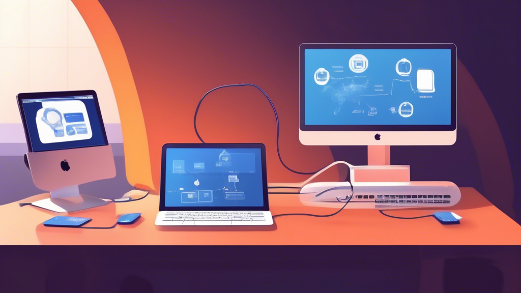 Prompt for DALL-E:

Create a detailed illustration showing the installation and initial configuration process of OpenVPN on different operating systems (Windows, MacOS, Linux). The image should display a setup scene with a laptop, desktop computer, and a server, each running a different OS. Highlight the step-by-step instructions, including downloading OpenVPN, generating keys, and configuring settings. Include visual representations of prerequisites like hardware and software requirements. Use a clean, modern design with clear labels and icons.
