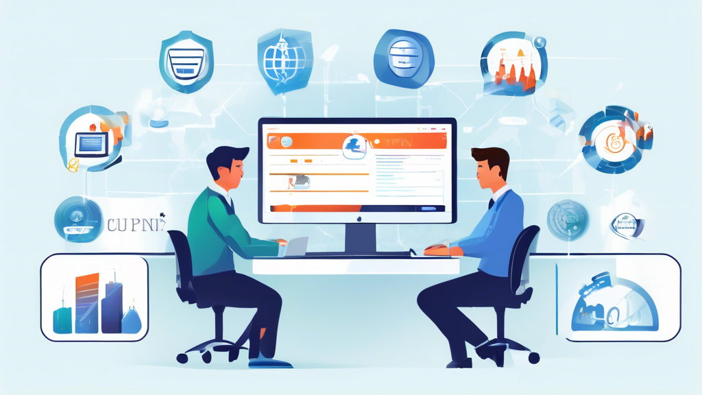 Create an image that illustrates the process of selecting the right VPN server for individual needs. The scene should have a person sitting at a desk, computer in front of them, analyzing various VPN service providers on the screen. Charts, graphs, and comparison tables should be displayed on the computer monitor, highlighting important criteria like speed, security, and user-friendliness. Surrounding the person are floating icons representing security (shield), speed (speedometer), and performance (graph with upward trend). The overall ambiance should be professional and informative.

Keyword: vpn server.