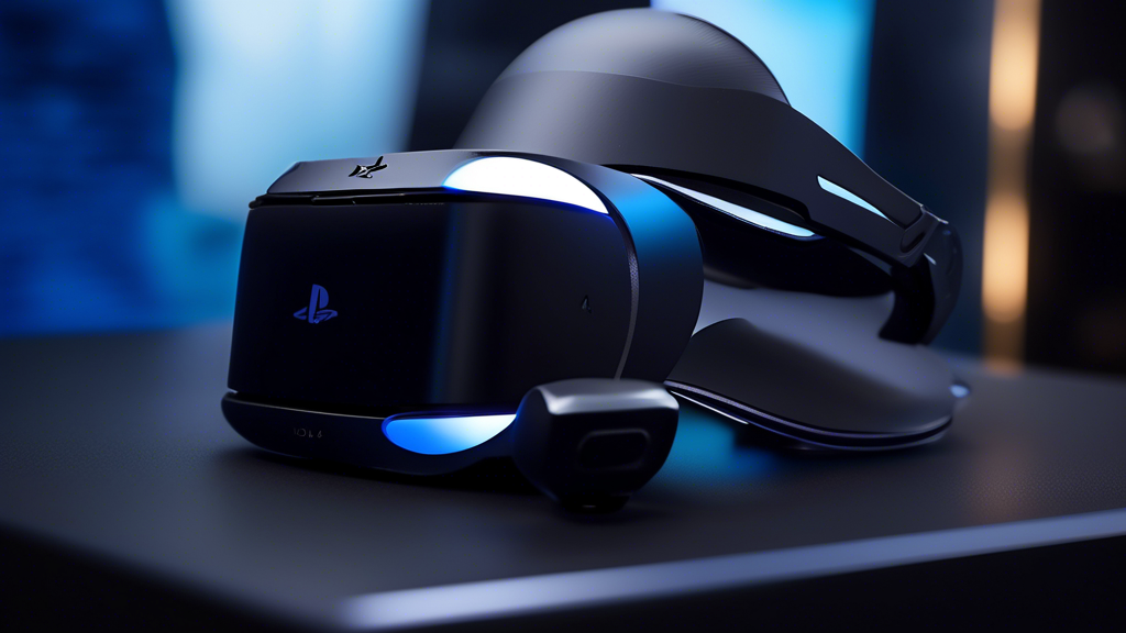 Create a detailed image showcasing the key features and specifications of the PS4 Kamera. Illustrate high-definition video quality and advanced motion tracking with vibrant and dynamic graphics. Include visual elements that highlight voice recognition and facial recognition capabilities, integrating seamlessly with the PlayStation VR headset to enhance the virtual reality experience. Ensure that the PS4 Kamera itself is prominently featured, connected to a PS4 console.