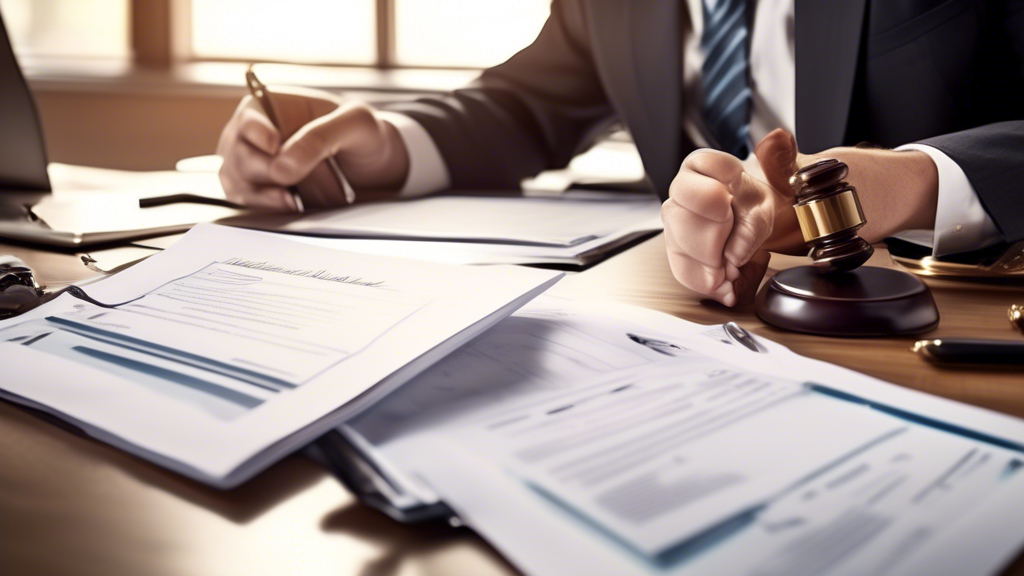 Create an image that portrays a meticulous evaluation process of selecting a motor vehicle accident attorney. Include elements such as a person reviewing client reviews and testimonials on a computer, a legal expert with a strong track record holding an award or certificate, and icons illustrating excellent communication and availability. The setting should be an organized home office or study space, conveying thoughtful decision-making.