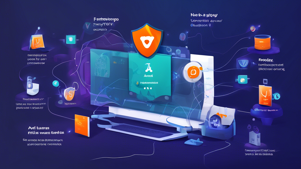 Create a digital illustration that showcases the additional features of Avast VPN, emphasizing components like a kill switch, DNS leak protection, and a no-log policy. The image should display a user-friendly interface on a computer screen, with icons representing each feature. Incorporate elements that highlight Avast VPN’s support for multiple devices (e.g., laptops, smartphones, and tablets) and evoke a sense of robust customer service with a live chat icon or friendly support agent. The overall design should convey the enhanced privacy and security offered by these additional functions. Keywords: Avast VPN, privacy, security, user-friendly interface, multiple device support, robust customer service.