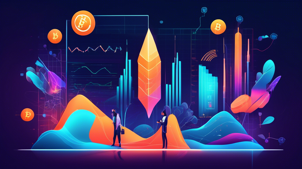 **DALL-E Prompt:** Create an engaging and futuristic illustration that visually represents the impact of AI on cryptocurrency market trends and investment strategies. Depict an abstract landscape showcasing digital charts and graphs, with AI elements such as neural networks and algorithms visually intertwined. Include imagery of diverse traders using advanced technology tools, analyzing data on screens, and engaging in trading activities. Highlight successful case studies by incorporating symbols or icons representing profitable trades and innovations in AI-driven trading strategies, while also hinting at the potential risks and challenges in a balanced manner. The overall mood should be dynamic and forward-looking, emphasizing the transformative power of AI in the crypto trading environment.