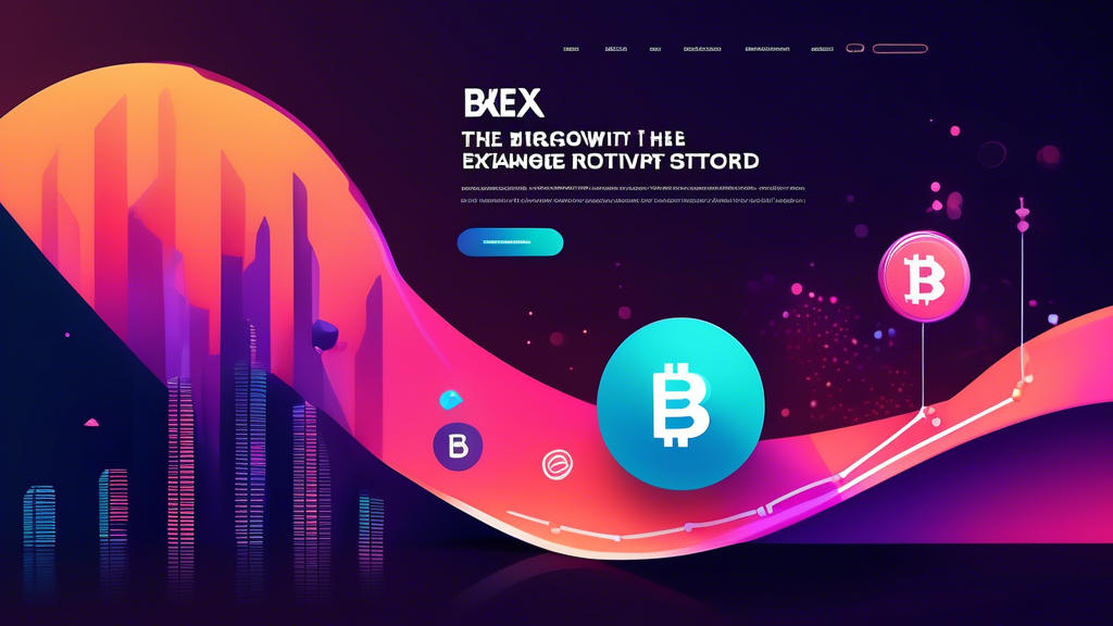 Create an image that displays the growth and future potential of BKEX, the booming cryptocurrency exchange platform. Show a dynamic and futuristic scene with a digital graph trending upwards, symbolizing rising user statistics. Include elements like strategic partnerships represented by logos shaking hands, innovative tech symbols, and a bright horizon to illustrate future expansion and opportunities. The background should feature a sleek BKEX branding to tie it all together.