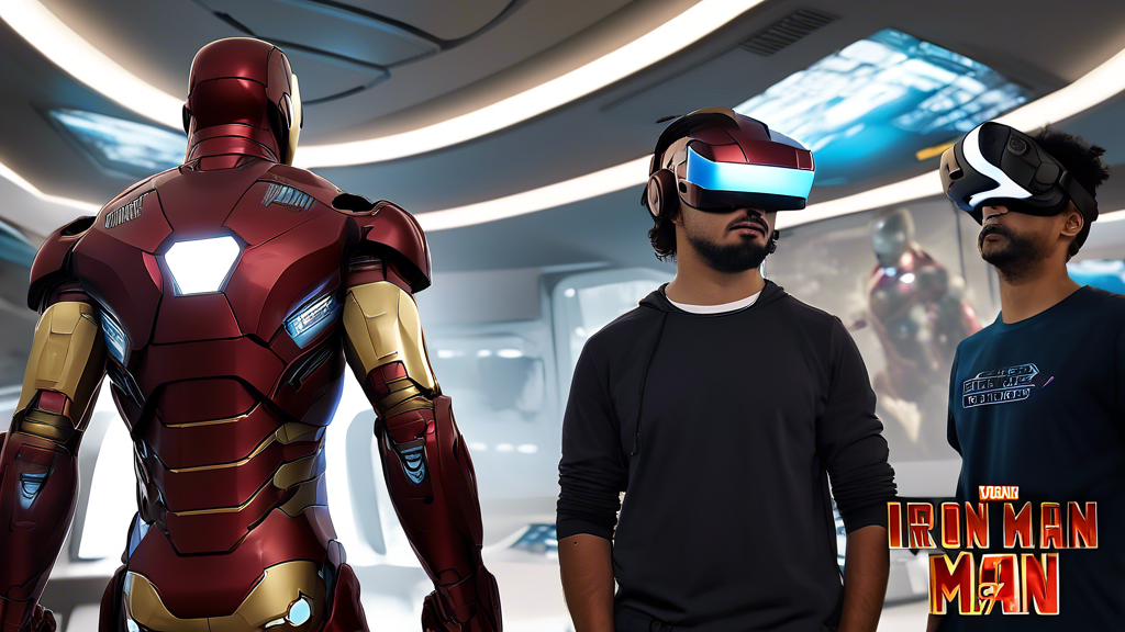 Create a DALL-E prompt:

Create an image depicting the user experience and community feedback on Iron Man VR for PS4. Show a diverse group of gamers wearing VR headsets, immersed in playing Iron Man VR. Highlight a split-screen effect with game footage showcasing players flying as Iron Man, engaging in combat, and exploring detailed environments. Include visual elements like speech bubbles or text overlays with positive and constructive reviews, tips, and future update suggestions from the gaming community. Ensure the setting reflects a modern, engaging atmosphere that captures the essence of VR gaming culture.