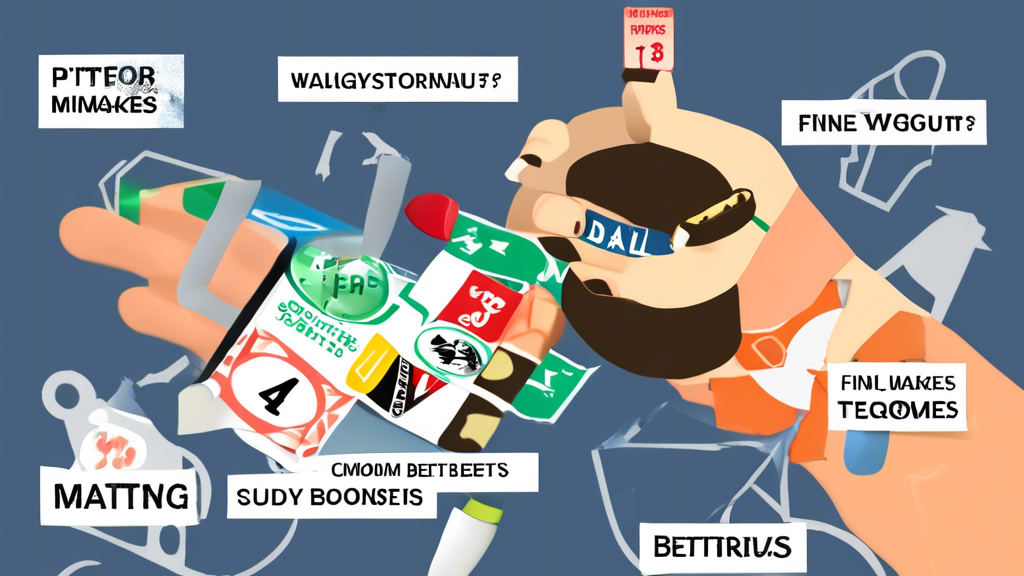 **DALL-E Prompt:** An informative illustration depicting common mistakes bettors make when using sportsbet bonuses. The image includes visual metaphors for pitfalls such as a magnifying glass highlighting 