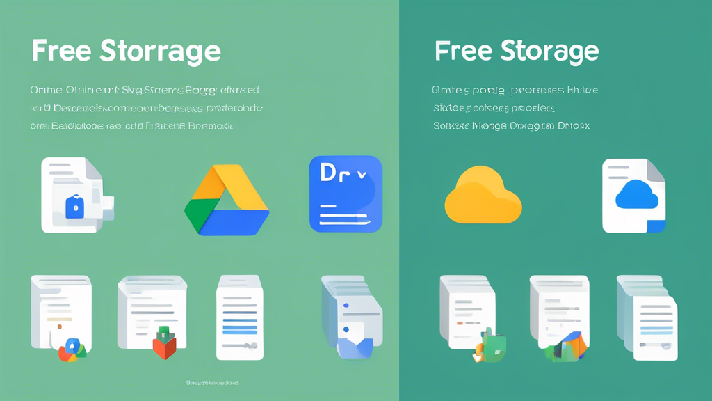 Create an image that showcases a side-by-side comparison of the features offered by top free online storage providers like Google Drive, Dropbox, and OneDrive. Include icons or symbols for collaboration tools, mobile accessibility, and supported file formats, along with a balanced display of pros and cons. The image should have a clean, modern design with easy-to-read text and visually distinct sections for each provider.