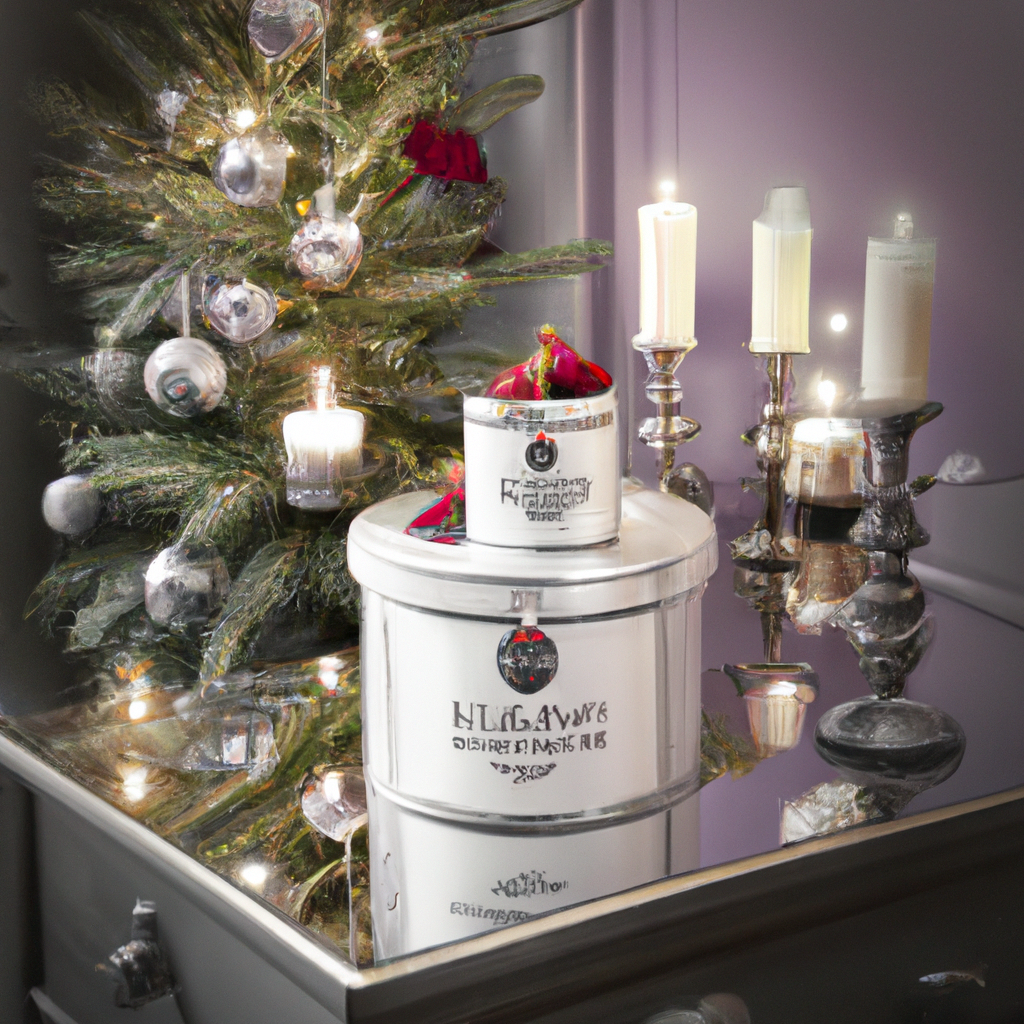 Create an image showing an elegantly decorated living room featuring Diptyque