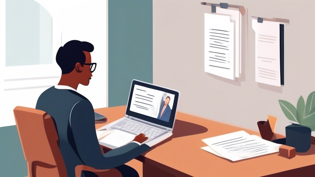A DALL-E prompt for image related to the third point of the outline (Making the Final Decision: Interviewing and Comparing Personal Lawyers):

Create an image of a person sitting at a desk with a laptop, surrounded by neatly organized folders and legal documents. They