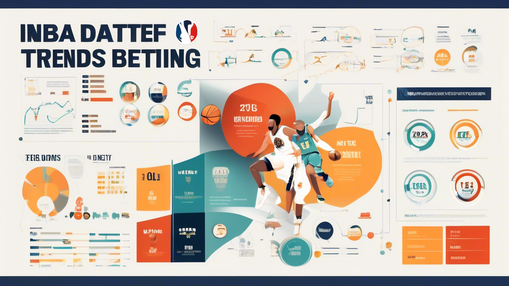 Create an informative and engaging infographic that illustrates the key components of utilizing data and trends to predict NBA outcomes for sports betting. Include visual elements such as graphs showing team and player performance statistics, icons representing recent trends and news impact, and resources like websites or apps for tracking data. The overall style should be modern and sleek, appealing to sports bettors looking to enhance their NBA wagering strategies.