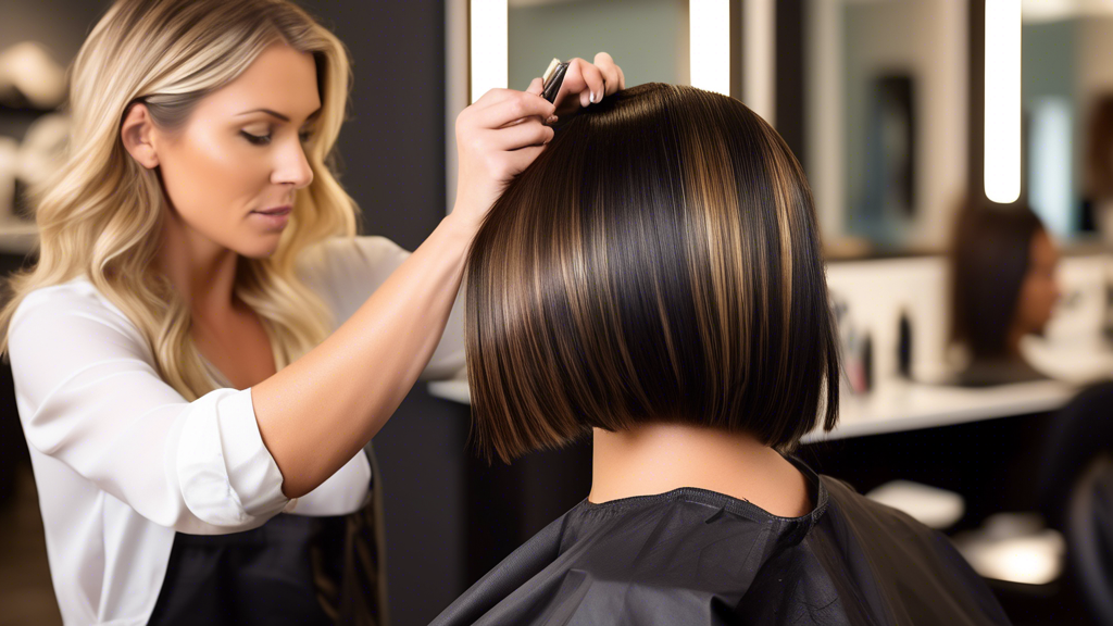 Create a high-resolution image featuring a professional hairstylist intricately working on a client