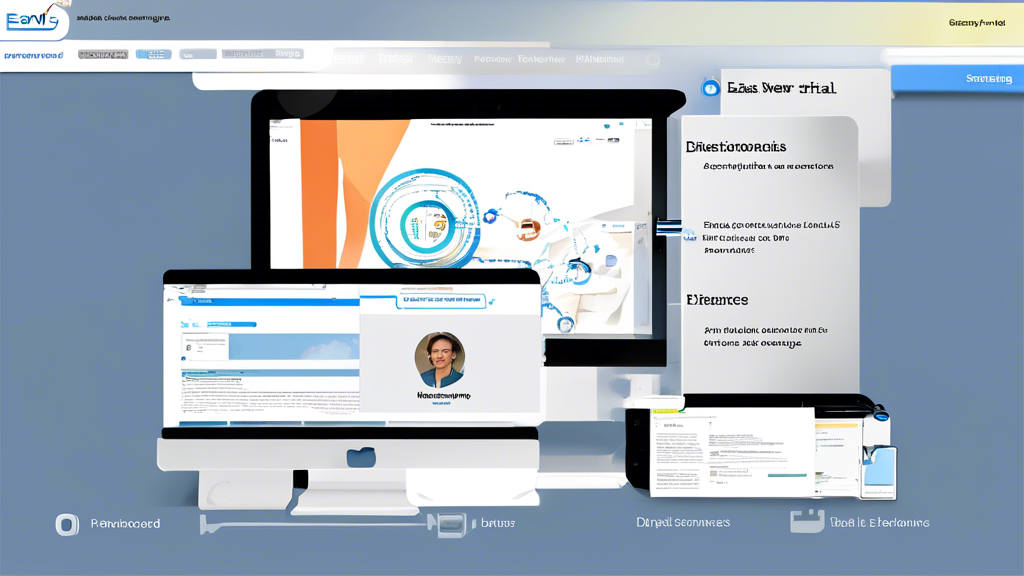 Create an image that illustrates the experience of using Easynews during its trial period. The artwork should focus on highlighting key features such as file search, streaming capabilities, and high data transfer speeds. Include visual elements like digital interfaces with search bars, streaming icons, and dynamic data flow lines. Add a variety of user testimonials in the background to emphasize positive experiences and customer satisfaction. The overall theme should be modern and tech-savvy, capturing the excitement and usability of exploring Easynews