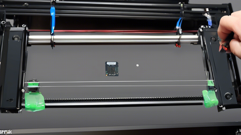 Create an instructional illustration depicting a step-by-step guide to installing FEP foil in an Anycubic Photon Mono X 3D printer. The image should feature detailed visuals of each installation step, highlighting the special characteristics of the FEP foil compatible with this printer model. Include annotations with helpful tips to prevent common mistakes during the application process. The background should be clear and organized, resembling a workshop or printing studio setting to emphasize the practical aspect of the guide.
