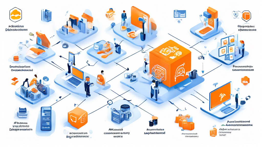 Create an image illustrating the diverse application scenarios and best practices of AWS Hosting. Include a dynamic collage of various industries like healthcare, finance, and e-commerce each utilizing AWS cloud services. In the center, depict a set of tools and tips represented through icons for optimizing AWS performance, such as cloud architecture diagrams, automation scripts, and analytics dashboards. Surrounding this, integrate visual elements showing seamless integration with existing IT infrastructures, symbolizing innovation and enhancement. The overall theme should convey efficiency, flexibility, and the strategic benefits of AWS Hosting across different sectors.