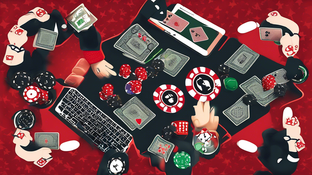**DALL-E Prompt:** A visually engaging and informative collage illustrating strategies for success in online poker, specifically on PokerStars PA. The image should feature a diverse group of players at home using laptops and mobile devices, showcasing a variety of poker hands and strategies. Include elements like poker chips, playing cards, a bonus notification icon, and representations of community resources such as forums or tutorials. The overall atmosphere should convey excitement and learning, emphasizing the online poker experience in Pennsylvania.