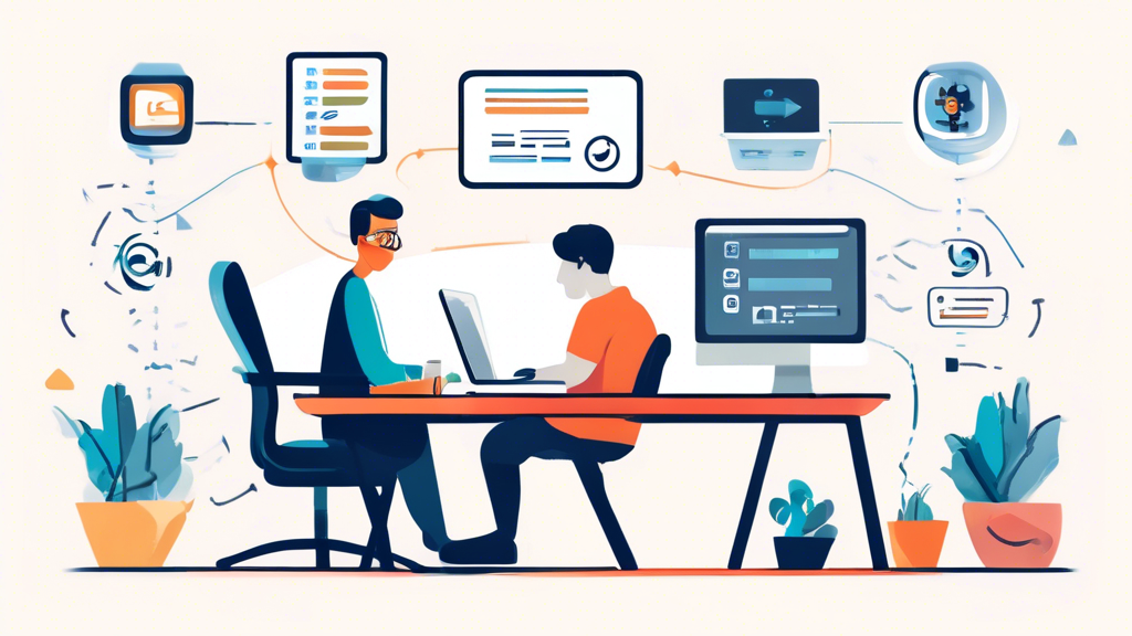 Create an image that illustrates the decision-making process of selecting the best free web proxy unblocker service. The scene should depict a person sitting at a desk in front of a computer, surrounded by floating icons representing different features and requirements such as speed, privacy, compatibility, and streaming. The person appears contemplative, with a checklist on the desk highlighting user needs like browsing, secure communication, and upgrading to paid options. The background should include various devices like a smartphone, tablet, and laptop, symbolizing compatibility concerns. Add text balloons with frequently asked questions surrounding the scene, emphasizing the search for the most effective service.