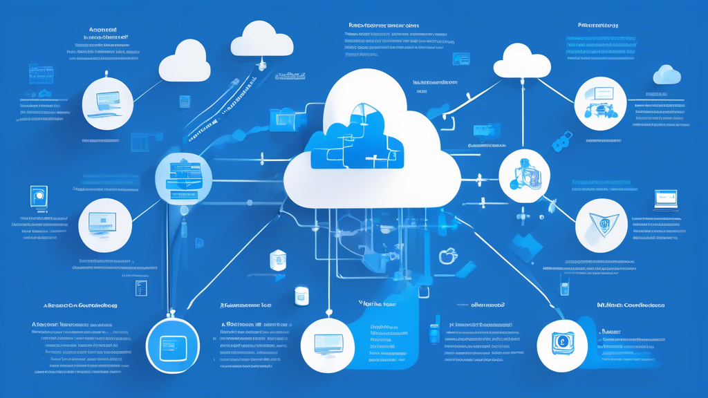 An informative and visually appealing infographic showcasing the steps to configure and manage Azure VPN. Include illustrations of the Azure cloud logo, a flowchart of the initial configuration process, icons representing best practices for ongoing management, and symbols indicating common troubleshooting issues. Use a modern tech-inspired design with a color palette of blue and white, emphasizing clarity and ease of understanding.