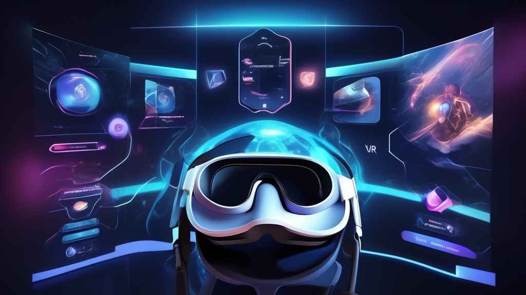Create an image that depicts a futuristic virtual reality interface, highlighting key features to look for in the best adult VR apps. The scene should include high-resolution graphics, showcasing a variety of interactive icons and options, such as Realism Enhancer, Device Compatibility Checker, and Privacy Shield. The layout should resemble a sleek, user-friendly dashboard with VR headsets and controllers visible in the background. The atmosphere should convey a sense of safety and sophistication, attracting both new and experienced VR users.
