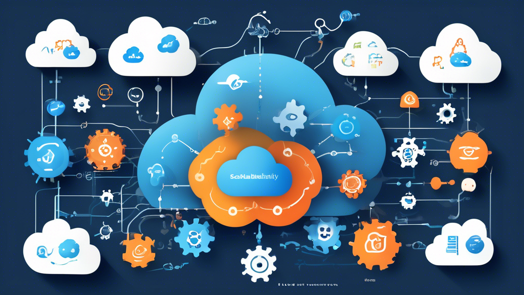 Create an image that illustrates the advantages of Multicloud strategies for businesses, focusing on flexibility and scalability. The composition should visually represent a diverse cloud infrastructure with different cloud symbols (like AWS, Azure, Google Cloud) interconnected, showcasing the ease of movement between them. Include elements that symbolize flexibility, such as adjustable gears or expanding shapes, and representations of scalability, like graph lines trending upward. Additionally, incorporate a visual metaphor for cost optimization, such as coins or a budget sheet, to highlight resource utilization benefits. The overall tone should reflect innovation and modern technology in a corporate context.