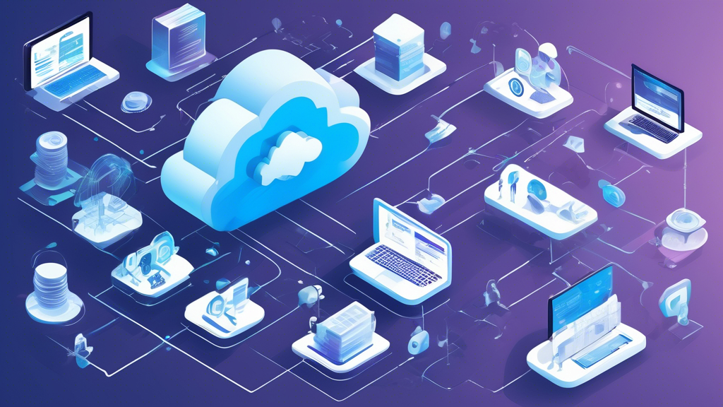 Create an imaginative and informative illustration that depicts the security and compliance advantages of utilizing a multicloud strategy for businesses. The image should show a diverse and interconnected network of cloud infrastructures, symbolizing increased security through diversification. Include visual elements representing various compliance standards, such as checkmarks or certificates, to emphasize the idea of meeting regulatory requirements. In the foreground, illustrate business professionals engaging in discussions or analyzing data on digital devices, showcasing the practical application and benefits of multicloud solutions in a corporate environment. The overall tone of the image should convey trust, collaboration, and modern technology. Use a color palette that reflects professionalism and innovation, such as blues, grays, and greens.