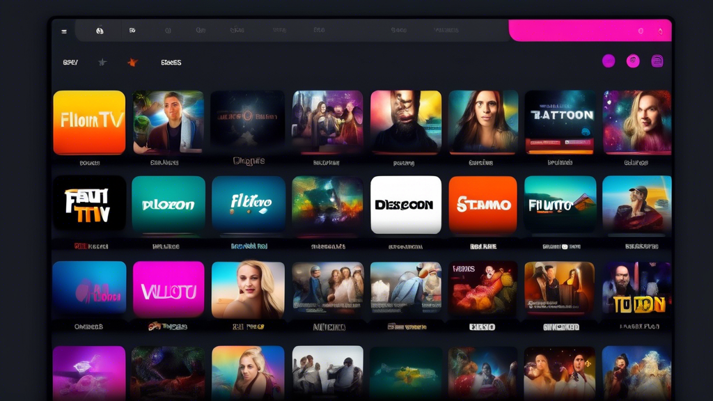 Create an image of a vibrant digital interface showcasing a selection of popular free live TV streaming platforms. Display recognizable logos and interface snippets from platforms like Pluto TV, Zattoo, and FilmeOn. Include elements such as a simple, interactive menu or grid layout presenting various channels and content categories. Use a modern and sleek design to highlight features and make the platforms appear user-friendly and appealing. The image should convey a sense of accessibility and entertainment, emphasizing the ease and advantage of these free services compared to traditional cable options.