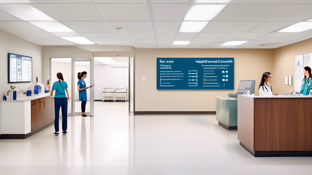 Create an image of a split-screen comparison showing two scenes side by side. On the left, depict an urgent care center with a DOT physical service being conducted—perhaps a patient interacting with a healthcare professional, a reception desk displaying a sign DOT Physicals Available, and a board with pricing information. On the right, show a different medical facility such as a traditional clinic with a similar scene: a patient getting their vitals checked, a waiting room view, and a pricing sign for DOT physicals. Each side should clearly illustrate the differences in atmosphere, service offerings, and cost indication through visual elements. The setting should look realistic to emphasize the comparative analysis. Use keywords like urgent care, DOT physical, and medical costs as inspiration for details and items included in the scenes.