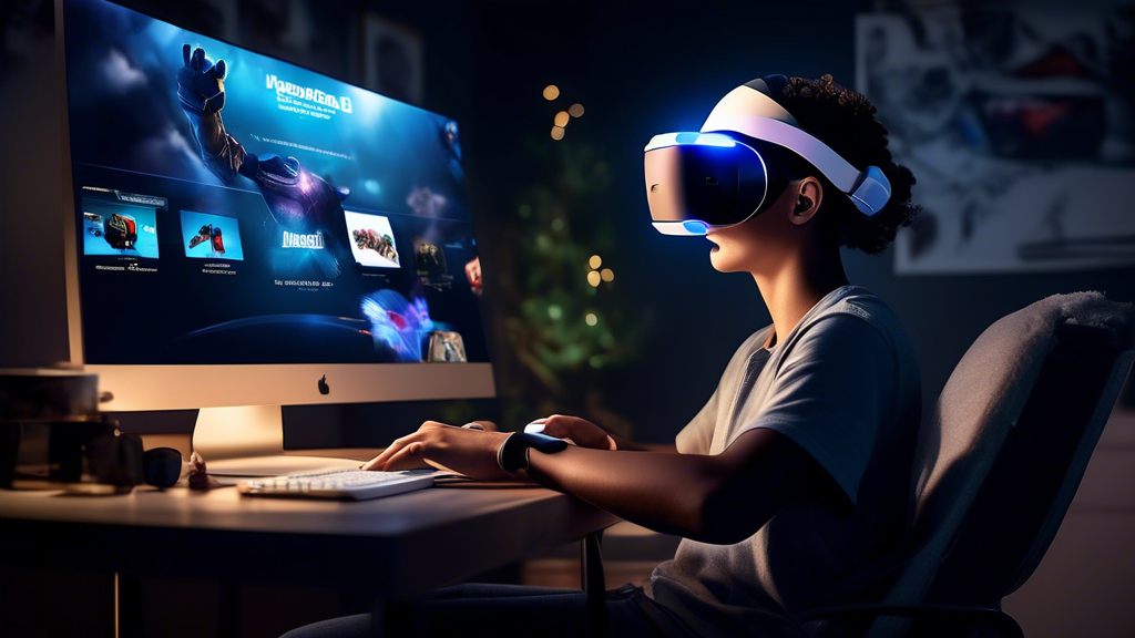 Create an image depicting a person sitting at a computer, deeply focused and browsing Amazon