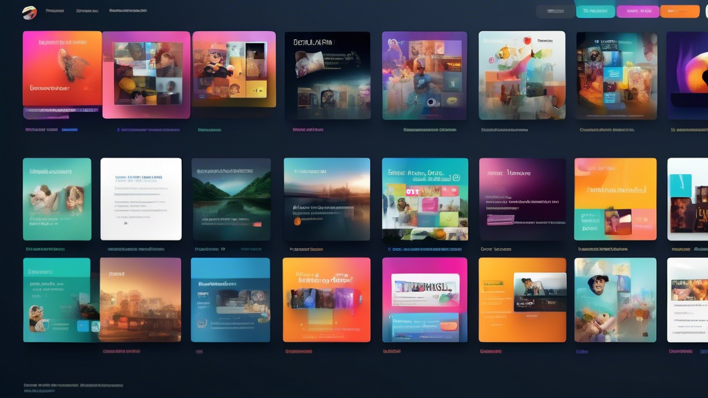 Create an image depicting a vibrant and dynamic digital interface showcasing the homepages of various top unblocked video websites. The scene should include a range of diverse content categories—such as movies, documentaries, and educational videos—each represented by colorful thumbnails. The interface should highlight user-friendly features like search bars and personalized content recommendations. Integrate elements that suggest seamless accessibility and the ability to bypass restrictions, such as icons representing global connectivity and open padlocks. The design should convey a sense of unlimited streaming potential and accessibility.