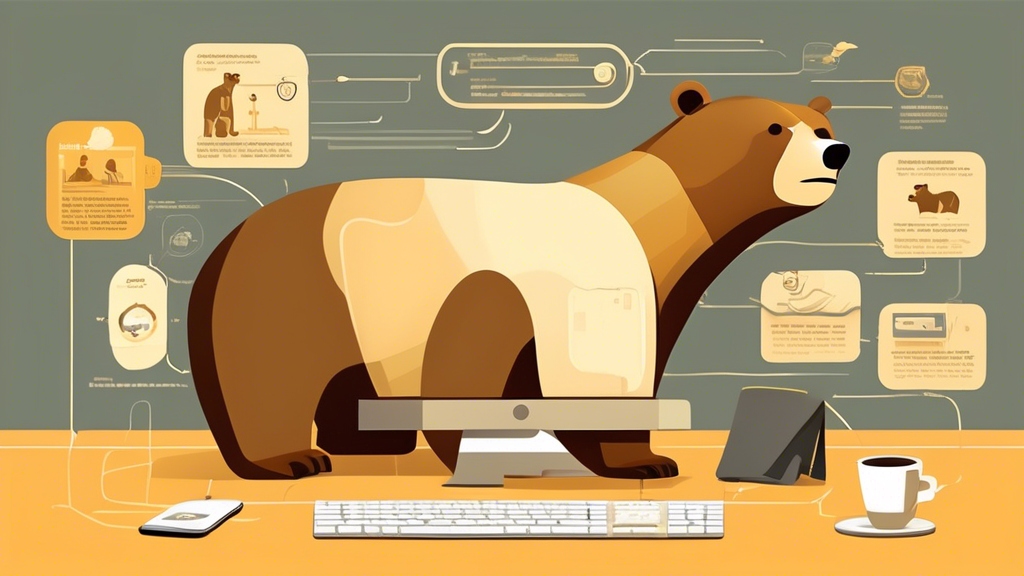 Create an informative and visually appealing illustration that represents the process of setting up and effectively using TunnelBear VPN. Include a step-by-step guide featuring a user-friendly interface with a depiction of the installation process on a computer and smartphone. Highlight tips for optimizing VPN settings, like toggling privacy options and selecting server locations. Incorporate visual elements that suggest troubleshooting common issues, such as a help desk or support chat. Use friendly, approachable design elements that convey ease of use and reliability for internet security.