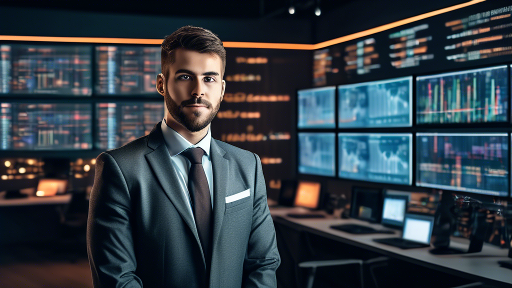 Create an image of a confident and knowledgeable cryptocurrency broker standing in a modern, high-tech office environment. The broker is surrounded by various digital screens displaying dynamic cryptocurrency market charts and data analytics. Highlight a sense of security and professional expertise by featuring secure digital locks and blockchain symbols subtly in the background. The image should convey the advantages of using a broker’s services, such as access to widespread markets and professional insight in the world of cryptocurrency. Include symbols of global connectivity and innovation to emphasize the broker’s ability to expand into diverse markets.